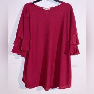 Sweet Lindsey Red Ruffle Sleeve Top